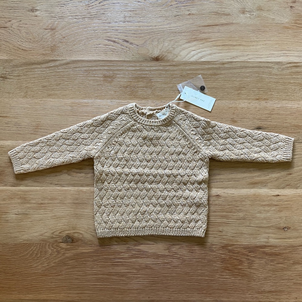 Quincy Mae Cozy Heathered Knit Sweater Honey 12-18 months NWT
